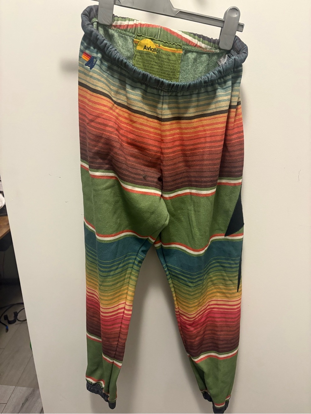 Aviator Nation Women Multi-Stripe Jogger Bottoms - Green Multi